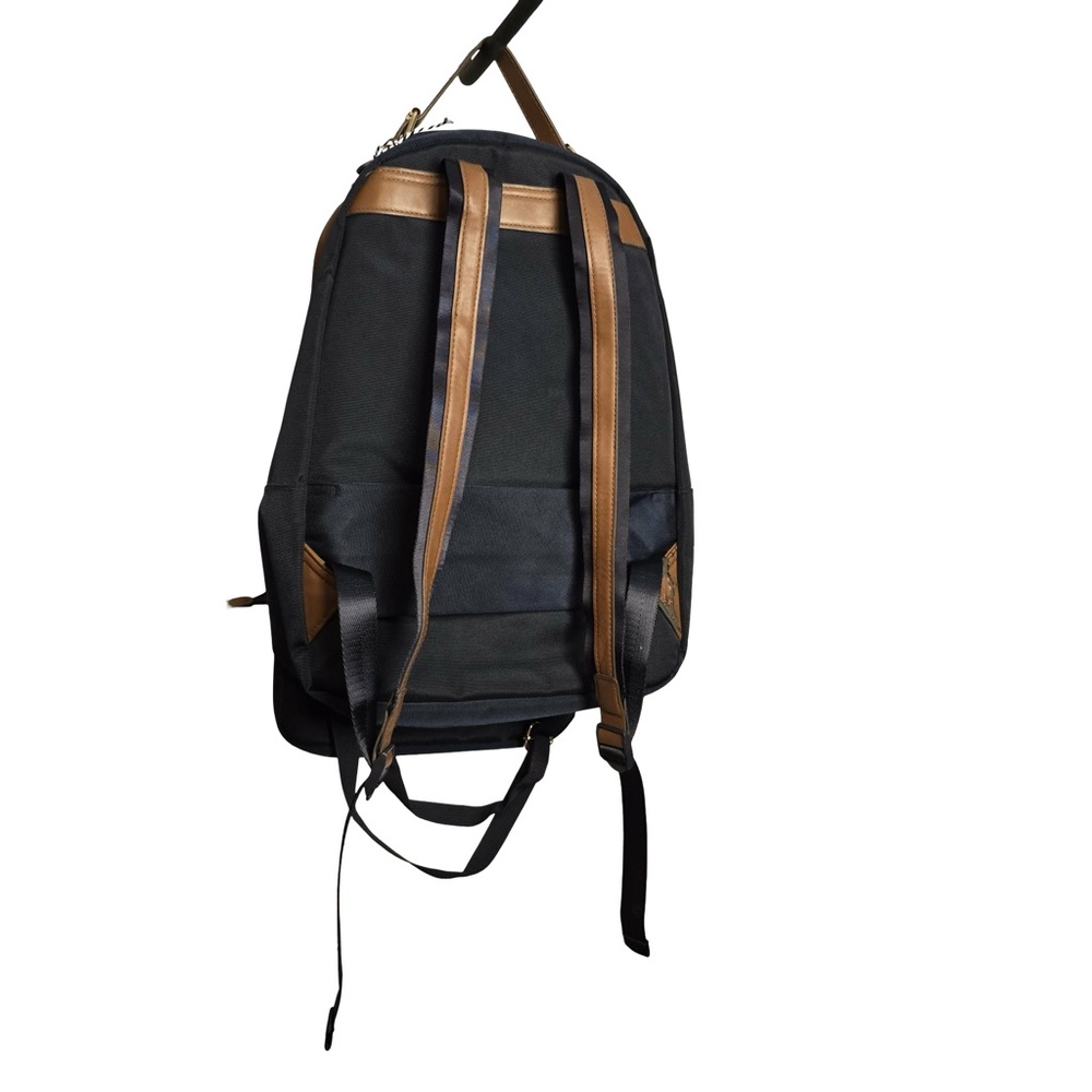 TOMMY BAHAMA Travel Laptop Backpack Crossbody Bag Navy Faux Leather Trim - Picture 2 of 5